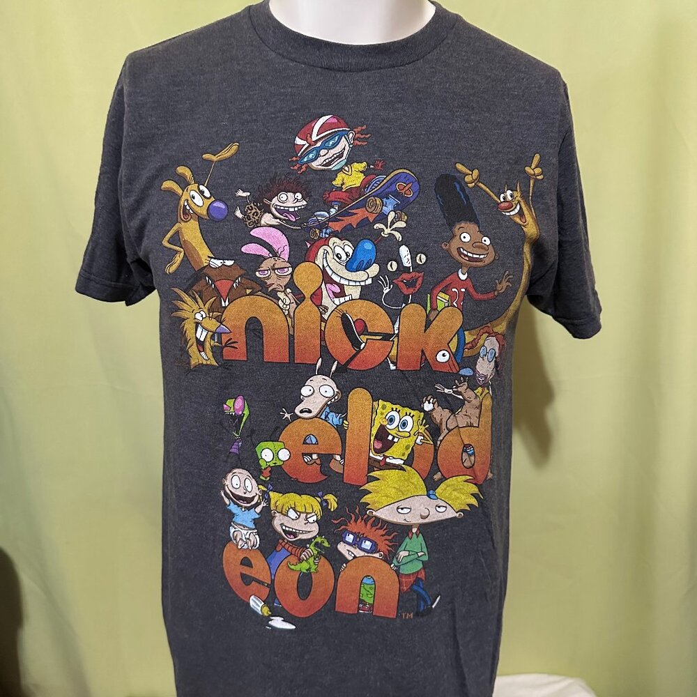 Nickelodeon Rugrats Ren & Stimpy Hey Arnold SpongeBob Men's Gray Shirt Small